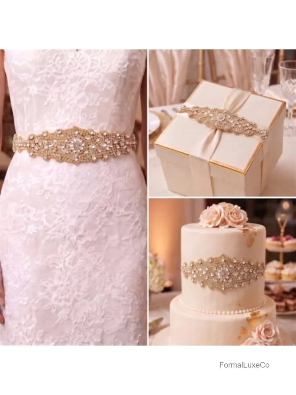 Crystal Beaded Rhinestone Wedding Dress Belt Sash Iron-On
